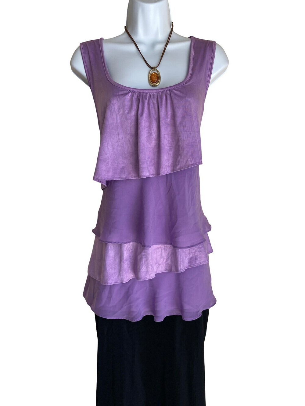 VTG Women's Size L Purple Layered Tunic Blouse Whimsigoth Goth Grunge